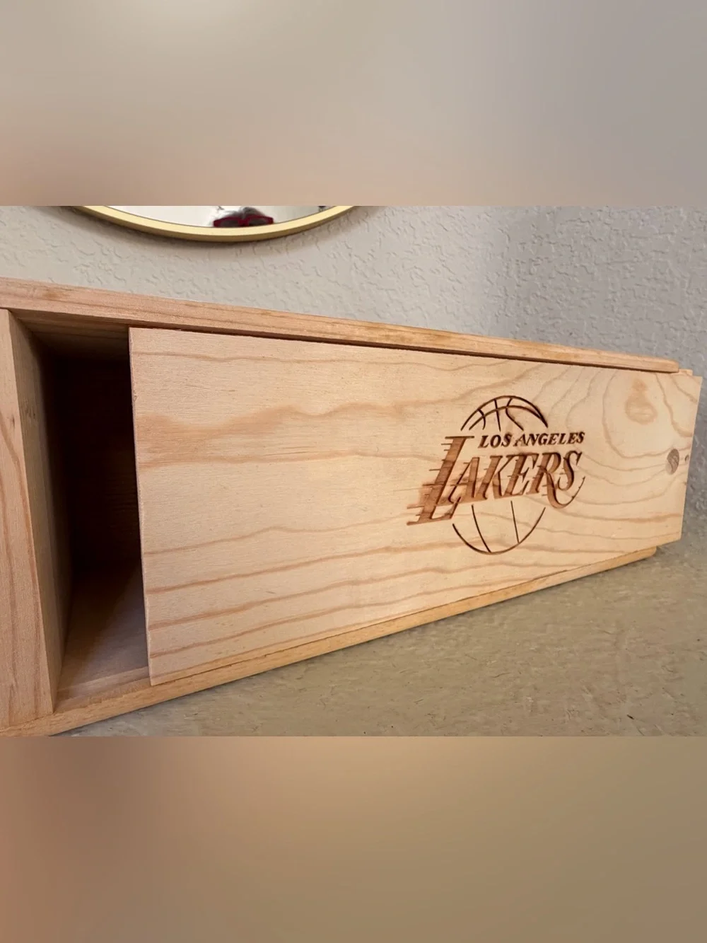 Los Angeles Lakers Natural Wood Wine Box